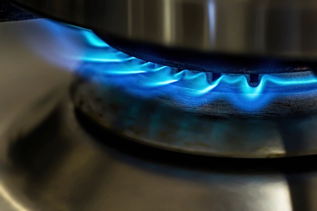 Clean blue flame on a gas burner